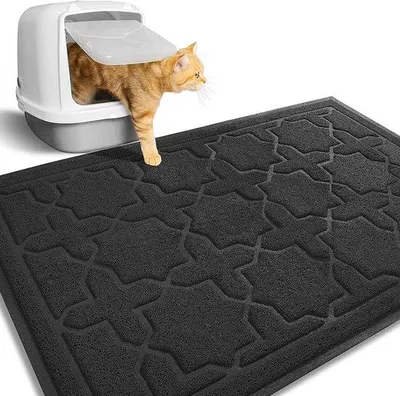 Image de Tapis pour chat, 90 x 60 cm, imperméable, antidérapant, facile à nettoyer, noir