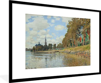 Produktbild von MuchoWow® Gerahmtes Poster Zaandam - Gemälde von Claude Monet 90x60 cm - Poster mit Schwarzem Bilderrahmen Wandposter Rahmen Foto Bilder - Wanddekoration - Fotos