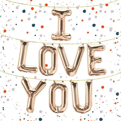 Produktbild von Folienballon Schriftzug I love you, Rosegold, ca. 80 cm für Luftbefüllung