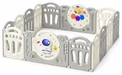 Produktbild von Livista Baby Laufstall – 160x153x49cm – 12+2 Paneele – Faltbarer Laufstall – Mit Saugnäpfen – Inkl. Krabbeldecke &