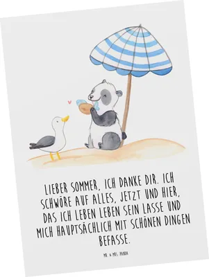 Produktbild von Mr. & Mrs. Panda Postkarte Lieber Sommer - Weiß - Geschenk, Ansichtskarten, Postkarten, Ansichtskarte, Gemütlichkeit, Sommerferien, Grußkarte, Kuscheln, Summer Feelings