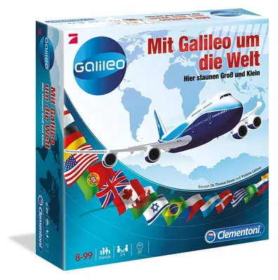 Produktbild von Clementoni - Mit Galileo um die Welt - Brettspiel Familienspiel Wissensspiel Pro7