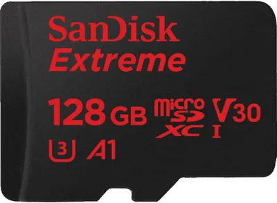 Produktbild von SanDisk Extreme, 128 GB, MicroSDXC, Klasse 10, UHS-I, 100 MB/s, 90 MB/s