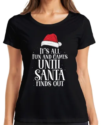 Produktbild von It's all fun and games until Santa finds out - Weihnachten Damen T-Shirt, Schwarz, 3XL