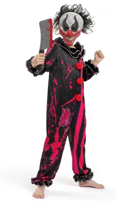 Kinderkostüm Horror-Killerclown, Rot/Schwarz, Gr. M (8-10 J.)