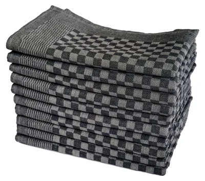 Produktbild von Luxus Grubentücher Schwarz Halbzwirn 50x70 cm 100% Baumwolle - Gastronomie Haushalt Touchon