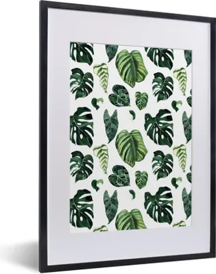 Produktbild von MuchoWow® Gerahmtes Poster Tropisch - Blätter - Grün 30x40 cm - Poster mit Schwarzem Bilderrahmen Wandposter Rahmen Foto Bilder - Wandposter Schlafzimmer