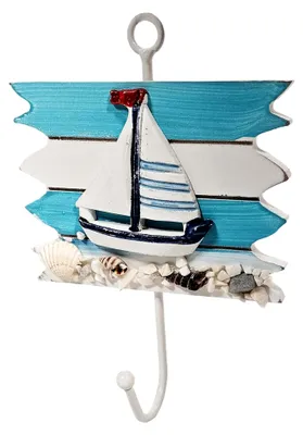 Produktbild von Maritimer Deko-Haken mit Segeln, Stein und Muscheln
