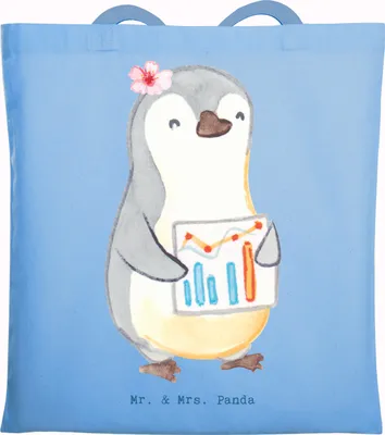Produktbild von Mr. & Mrs. Panda dokumententasche Wirtschaftsanalytikerin Herz - Sky Blue - Geschenk, Laptoptasche, Jutetasche, Einkaufstasche, Tote Bag, festivaltasche, Tasche