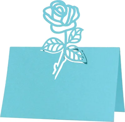 Image de 50PCS Laser Cut 3D Rose Place carte nom de table, papier s'asseoir chiffres cartes pour mariage anniversaire partie dŽcoration