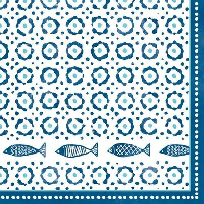 Produktbild von 20 Servietten Sea Shore - Fische an blauen Kreisen 33x33cm