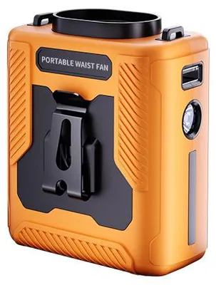 Produktbild von Tragbarer Waist Fan mit Akku, 6000mAh Körperkühler Ventilator, LED Display, USB-C, leicht & leise, für Camping, Wandern & Sommer