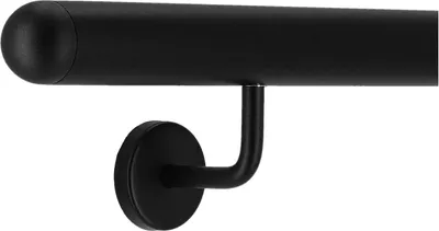 Produktbild von TIBU Handlauf Aluminium Schwarz Geländer 30-600cm Wandhandlauf Treppe gewinkelte Edelstahlhalter, Länge 280 cm mit 3 Halter und halbrunde Kappe