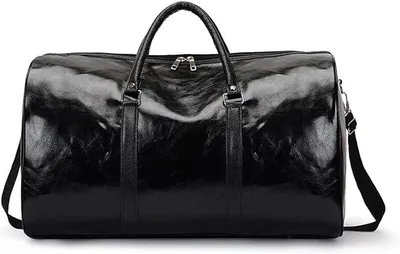 Produktbild von Reisetasche Vintage Leder Männer Frauen Reisetasche Handgepäck Tasche Lagre Kapazität Männlichen Schulter Wochenende Gym Fitness(Black)