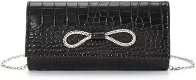 Imagen del producto de Elzusha: Clutch elegante de color  con cadena removible y lazo de cristales