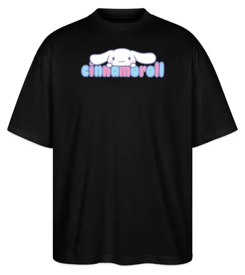 Produktbild von Spreadshirt Cinnamoroll Guckt Über Schriftzug Oversize Uni T-Shirt, M, Schwarz
