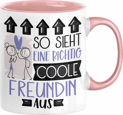 Produktbild von Freundin Geschenk Tasse Lustig Geschenkidee für Freundin Geburtstag So Sieht Eine Richtig Coole Freundin Aus Frauen Spruch (Rosa)