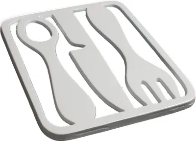 Produktbild von Untersetzer Metall weiß Design Besteck - 2er-Set
