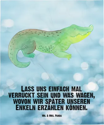 Produktbild von Mr. & Mrs. Panda Schlummerdecke Krokodil - Oceanblue - Geschenk, Meer, Lieblingsmensch, Freundin, Babydecke, Krokodile, Fleecedecke, Erstlingsdecke, Plaid, Schmusedecke