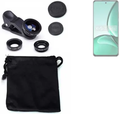 Produktbild von K-S-Trade Smartphone Kamera Linsen Set Kompatibel mit Realme V60s 3in1 Clip-On Kamera Adapter Macro Weitwinkel FishEye Fischauge Objektiv Linse