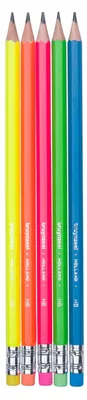 Image de Bruynzeel Set de crayons graphite Neon, 5 crayons Hb avec gomme