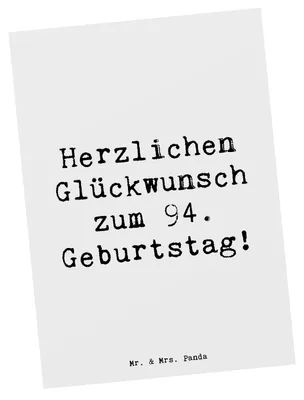 Produktbild von Mr. & Mrs. Panda Grußkarte Spruch 94. Geburtstag - Weiß - Geschenk, Stolz, Postkarte, Geschenkidee, Weisheit, Herzlichen Glückwunsch, Geburtstagsgeschenk, Ansichtskarte
