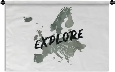 Produktbild von MuchoWow® Wandteppich Wandbehang Karte - Europa - Zitate 90x60 cm Tapisserie Dekoration Wandtuch - Wandskulpturen - Bildteppich