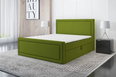 Produktbild von Boxspringbett GERI 120 x 200 mit 2 Bettkästen, Bonell-Matratze und Topper. Farbe: Grün