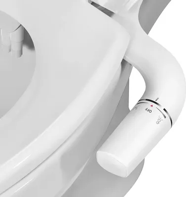Produktbild von Bidet Aufsatz, nicht-elektrisch, selbstreinigende, einziehbare Doppeldüsen, Front- & Heckreinigung, einstellbarer Kaltwasser-Druck, Düsenschutz, 6mm dick, G3/8-Anschluss,