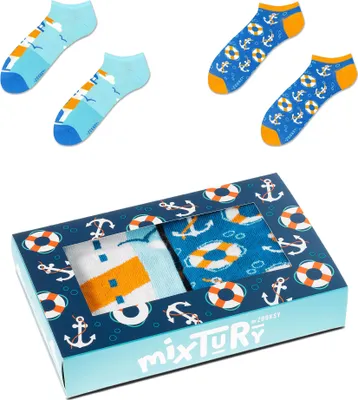 Produktbild von 2 Paar Bunte Kurze Socken für ein Herren 41-46, ein Set Lustige Socken mit Ankern und Laternen