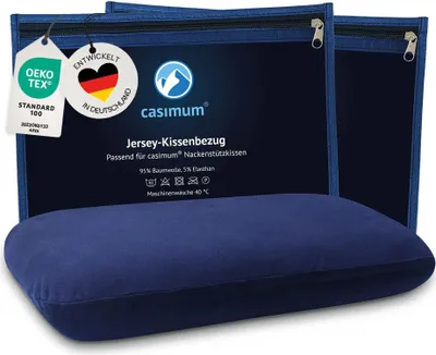 Produktbild von 2er Set Kissenbezüge für Comfort Nackenkissen BLAU, 40 x 70 cm, weich & hautfreundlich, verdeckter Reißverschluss, CASIMUM