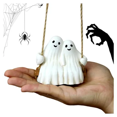 Produktbild von Gespenst, gruselige Geister-Gartenstatue, Halloween-Hängedekoration aus Kunstharz für Innen- und Außendekoration
