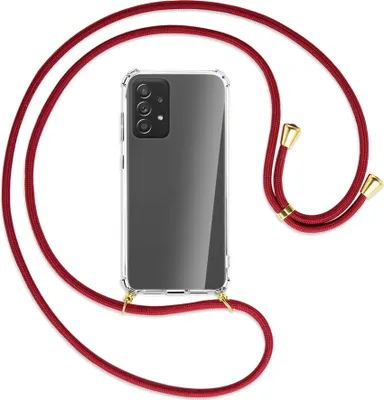 Produktbild von Handykette Backcover-Schutzhülle mit Band (Metall goldfarben) für Samsung Galaxy A72 - dunkelrot
