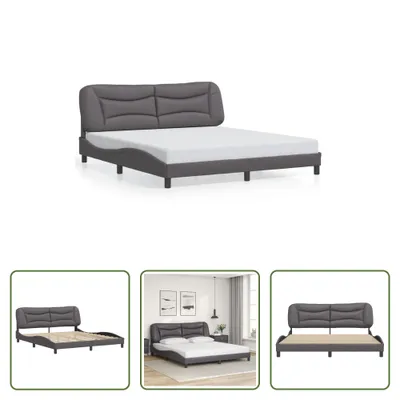 Produktbild von The Living Store Bettgestell mit Kopfteil Grau 180x200 cm Kunstleder