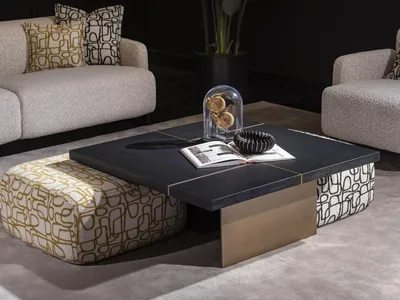 Produktbild von Moderner schwarzer Couchtisch aus Holz und Metall