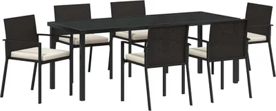 Immagine prodotto di vidaXL Set da pranzo da giardino 7 pezzi in acciaio verniciato a polvere nero