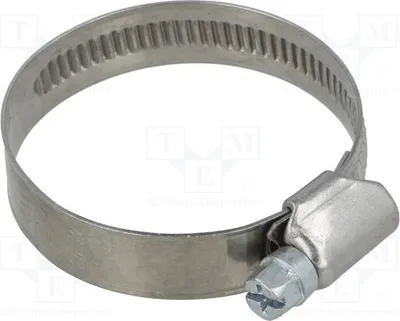 Zdjęcie produktu dla 1 sztuka opaski zaciskowej: zakres mocowania 32÷50 mm, szerokość: 12 mm, wykonana ze stali AISI 430, model DD2032. Opaski zaciskowe