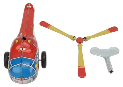 Immagine prodotto di Giocattolo con meccanismo a elicottero, metallo, ferro, aeroplano vintage a carica, per bambini