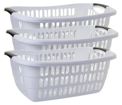 Produktbild von Geräumige Wäschewanne 3er Set 55x37x20 cm stabil, vielseitig, weiß