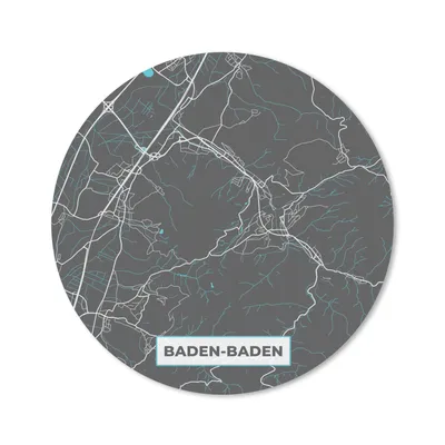 Produktbild von MuchoWow® Mauspad Mousepad Baden Baden - Stadtplan - Blau - Karte - Deutschland 20x20 cm - Mousepads - Maus Mat - Pad - Mausunterlage - Schreibtischmatte