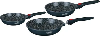 Imagen del producto de Juego de sartenes Silecomplaza con revestimiento antiadherente de tipo piedra, sin , con mango desmontable, apto para todo tipo de cocinas, incluyendo cocinas de inducción (serie de 3 sartenes, 20/24/28 cm)