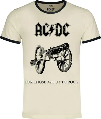 Produktbild von AC/DC T-Shirt Herren For Those About To Rock - Ringer Shirt altweiß M