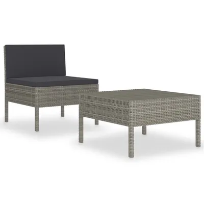 Produktbild von vidaXL 2-tlg. Garten-Lounge-Set mit Auflagen Poly Rattan Grau