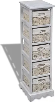 Immagine prodotto di vidaXL Armadio in legno con 5 cestini in vimini Bianco