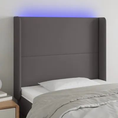 Produktbild von vidaXL LED Kopfteil Grau 83x16x118/128 cm Kunstleder - LED Kopfteil - LED Kopfteile - Kopfteil - Bett-Kopfteil