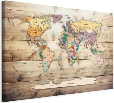 Obrázek produktu pro Obraz z netkaného plátna - Mapa světa: Barevné kontinenty 120x80 cm Mapy k-B-0009-b-b