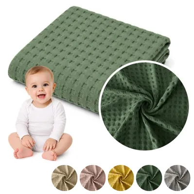 Produktbild von MEBLEODNOWA, Babydecke, Kinderdecke, Waffeldecke, 70 × 100 cm, Grün, 100 % Baumwolle, Pflegeleicht, Leichte, Weiche, für Kinderwagen, für Babybett