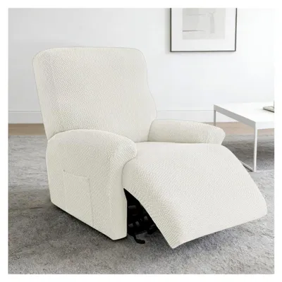 Produktbild von 4-teiliger Sesselbezug, Relaxsesselbezug, Stretchbezüge mit Taschen für Relaxsessel, Fernsehsessel, Liegesessel (Beige)