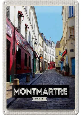 Produktbild von Blechschild Reise 20x30cm Montmartre Paris Altstadt Reiseziel Schild