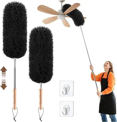 Produktbild von Famanu Staubwedel-Set - Teleskopisch, bis 140 cm ausziehbar, für Decken und Spinnweben